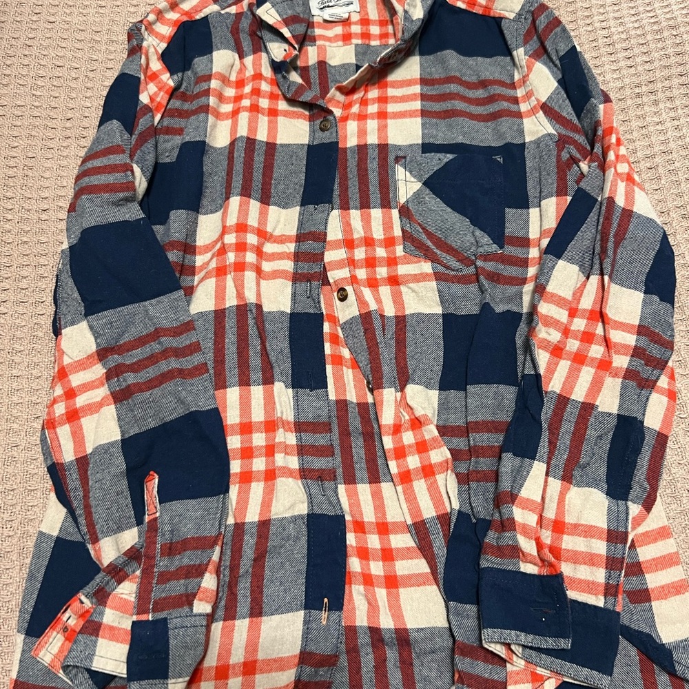 Field & Stream Women's Plaid Button Down Shirt - Navy, Red, and White